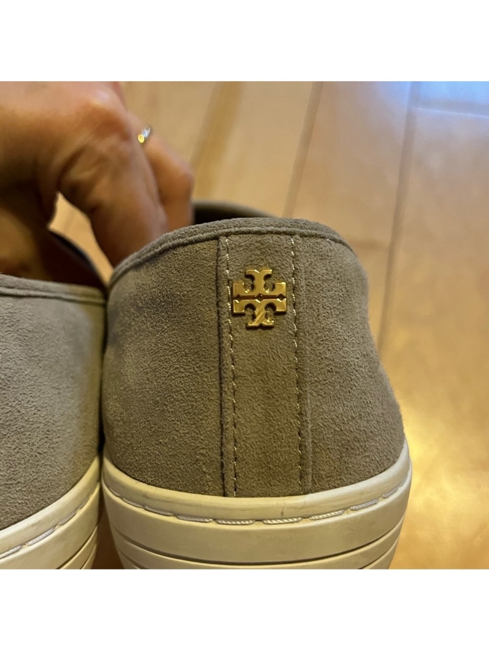 Tory Burch Jesse Slip On Sneakers Kid Suede Gray size 8.5 - Picture 8 of 9